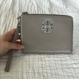 Tory Burch Taupe Leather Wristlet